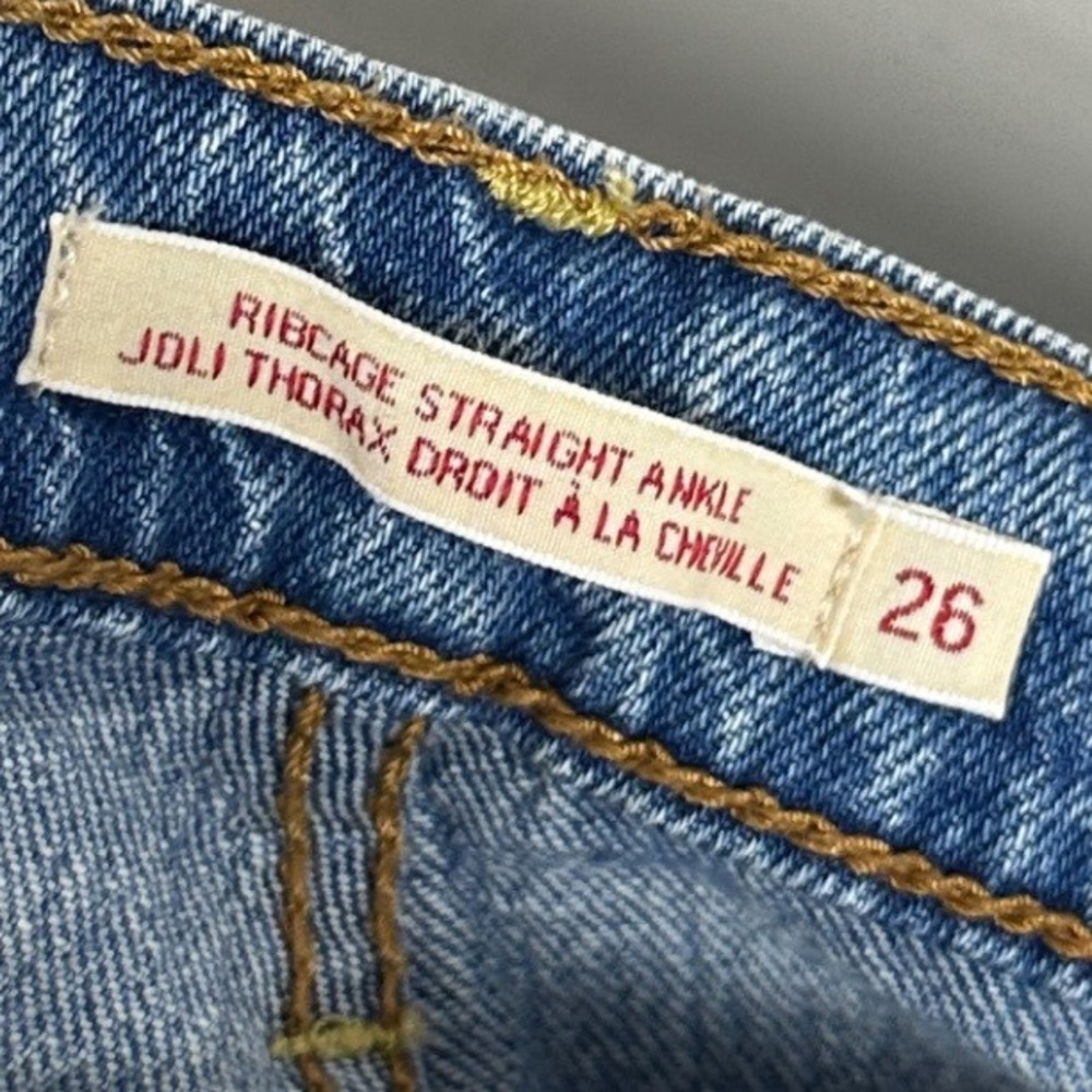Levis Ribcage Straight Ankle Jeans Blue Womens Size 26 x 29 Waterless Denim High - Picture 6 of 16